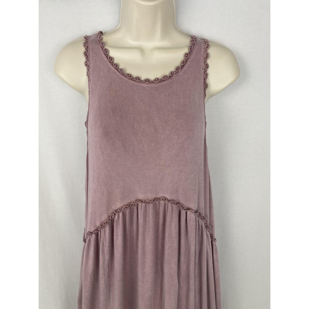 POL Dress Womens Large Dusty Pink Crochet Trim Maxi Boho Flowy Festival Slip Sun - Picture 3 of 13
